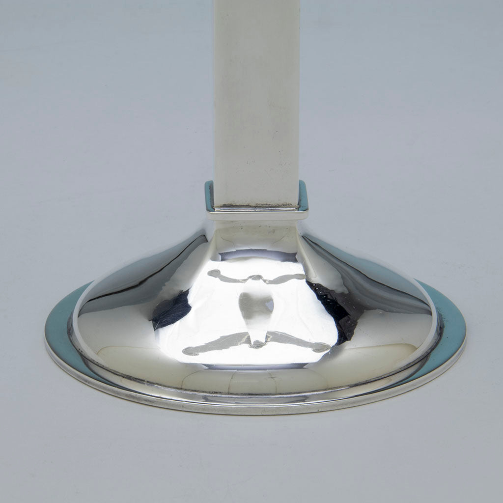 Base of Pair of Porter Blanchard Sterling Silver Art Deco/ Modernist Candelabra, Burbank, CA, c. 1950
