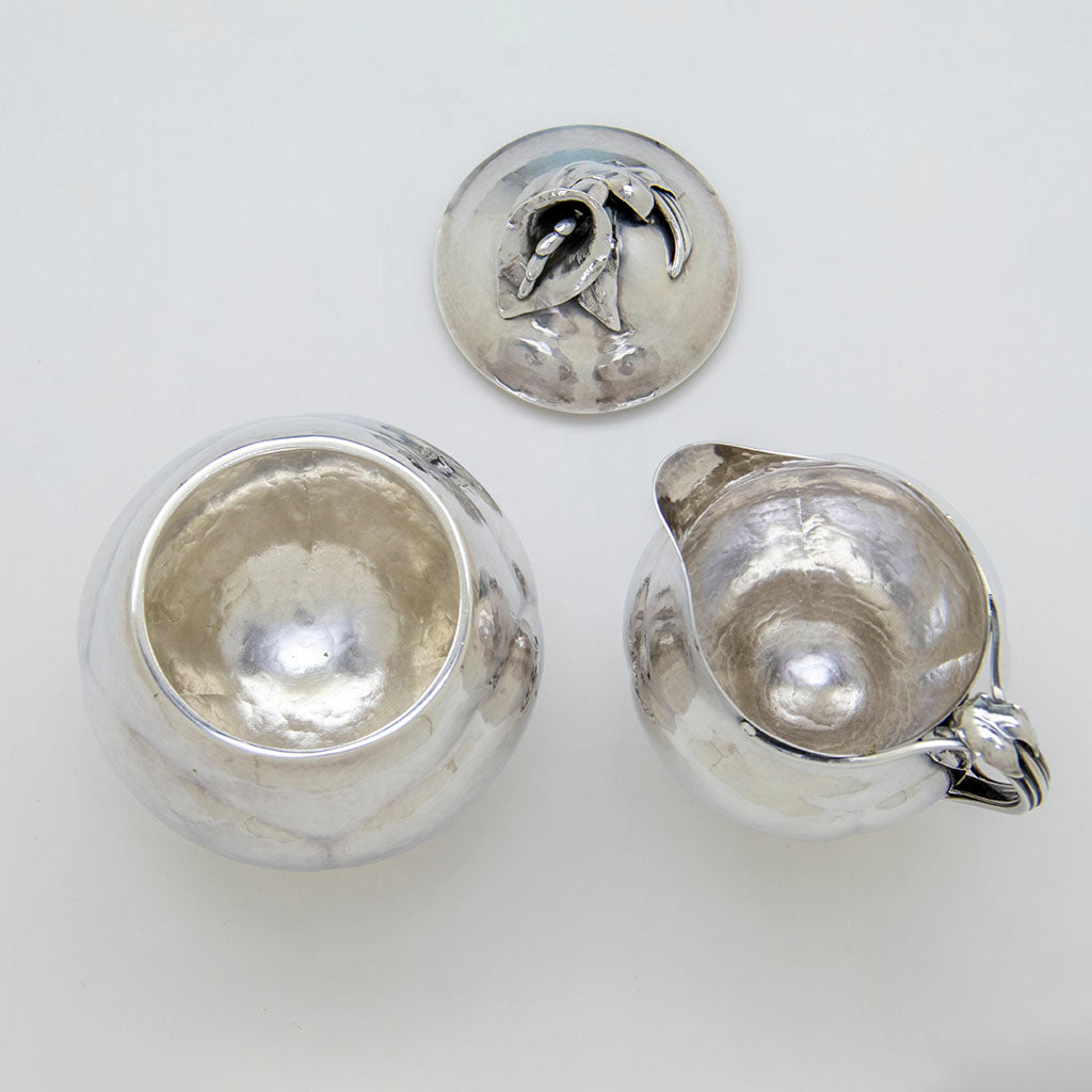 Interior hammering on Peer Smed Antique Sterling Silver Coffee Set, New York City, NY, c. 1930s