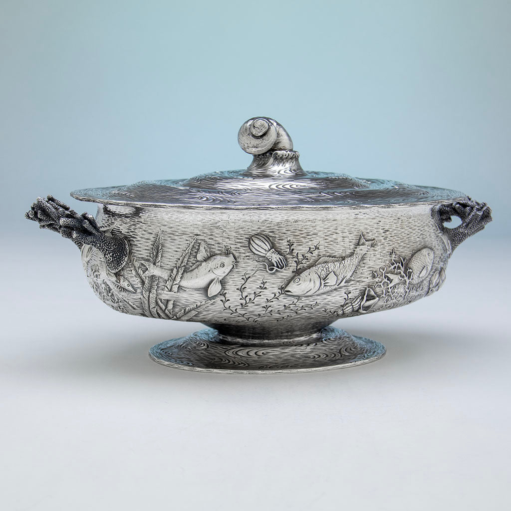Opposite side of William Wilson &amp; Son Antique Sterling Silver Nautical Tureen, Philadelphia, PA, c. 1880