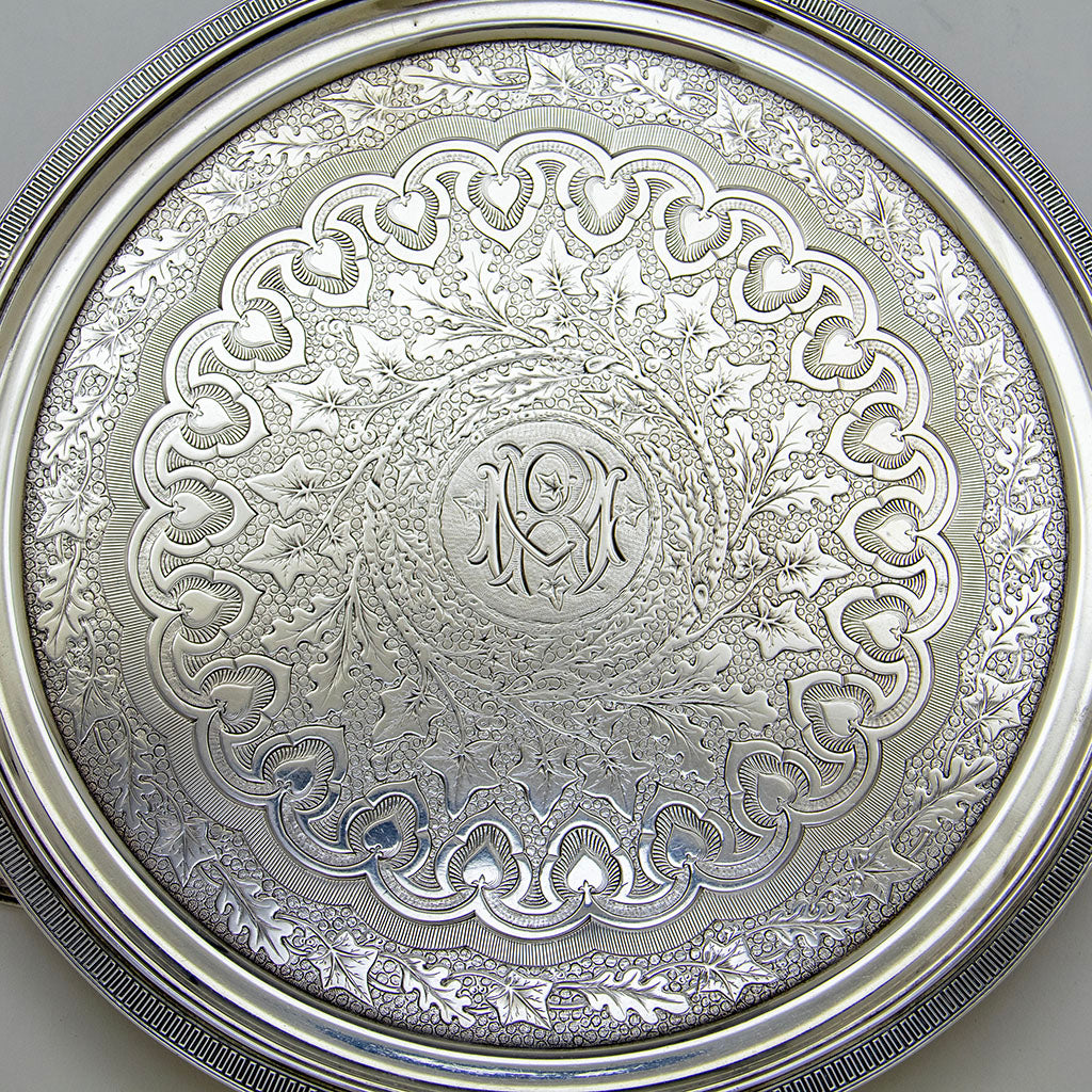 Detail of Tiffany &amp; Co Antique Sterling Silver Salver, New York City, NY, c. 1865