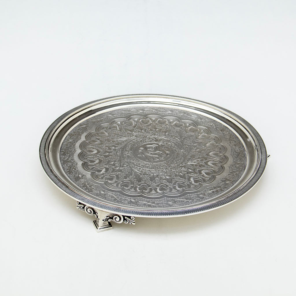 Side of Tiffany &amp; Co Antique Sterling Silver Salver, New York City, NY, c. 1865