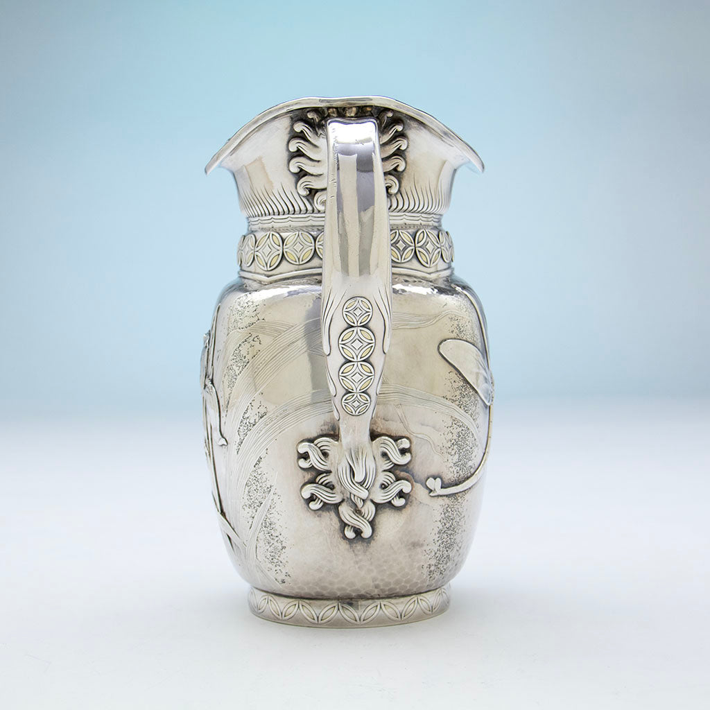 Handle to Whiting Antique Sterling Silver Japonesque Trophy Pitcher, NYC, NY, c. 1883
