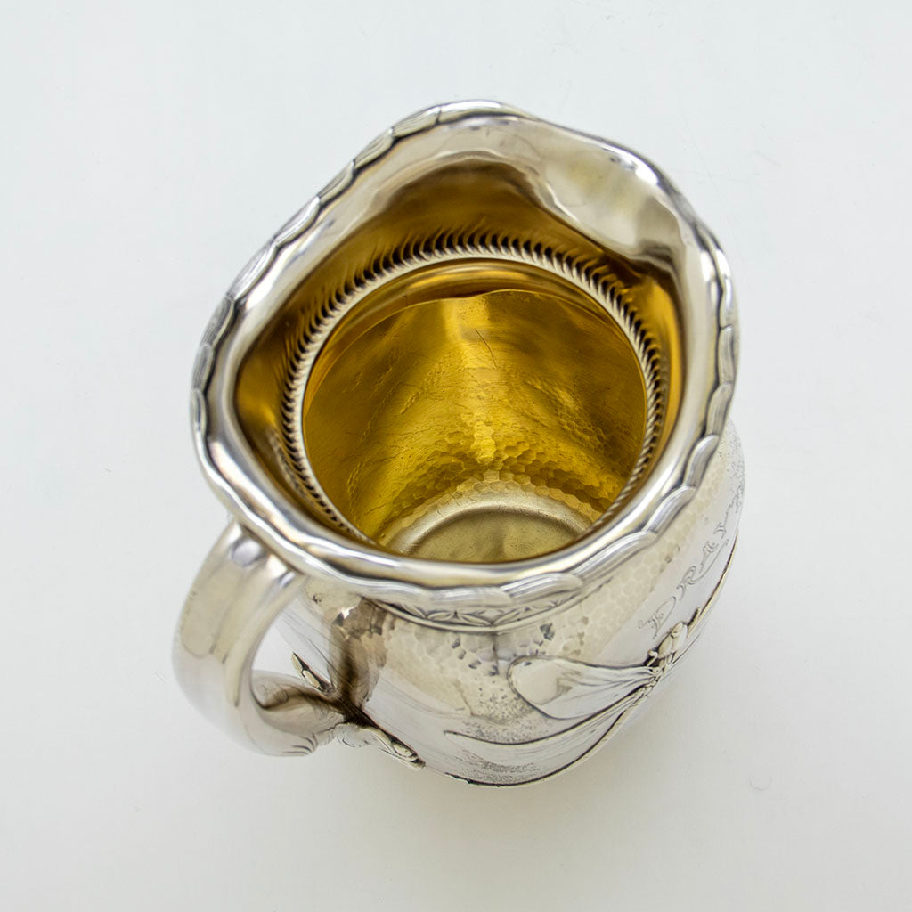 Interior of Whiting Antique Sterling Silver Japonesque Trophy Pitcher, NYC, NY, c. 1883