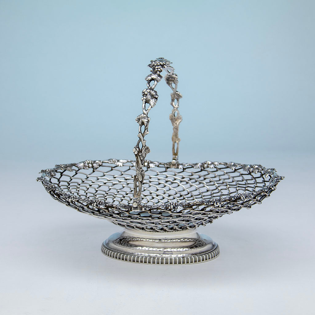 William Gale & Son Antique Coin Silver Large Fruit or Cake Basket, New York City, 1852
