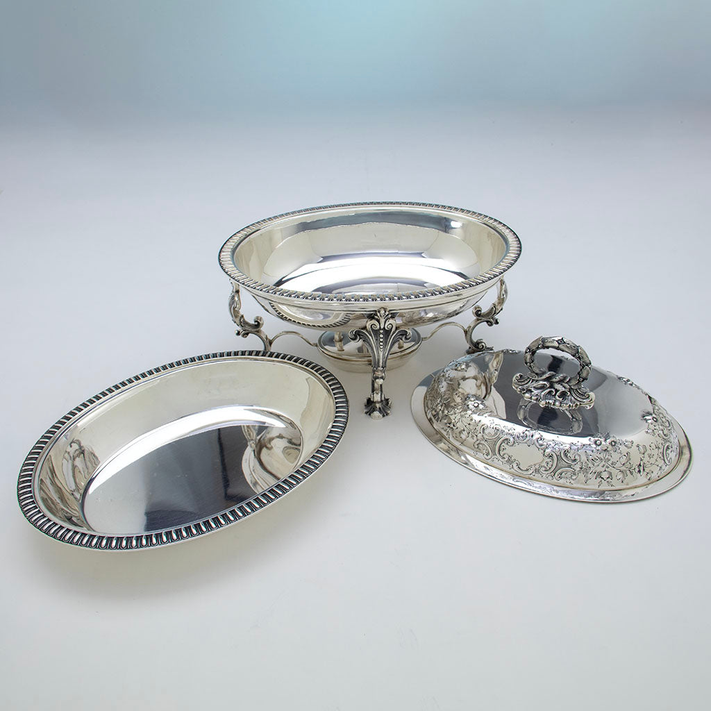 Dishes to William Gale &amp; Son Antique Sterling Silver Entree Server with Warmer, New York City, NY 1865