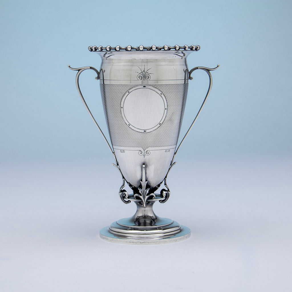 Back of Gorham Antique Coin Silver 2-handled Celery Vase, Providence, RI, c. 1867