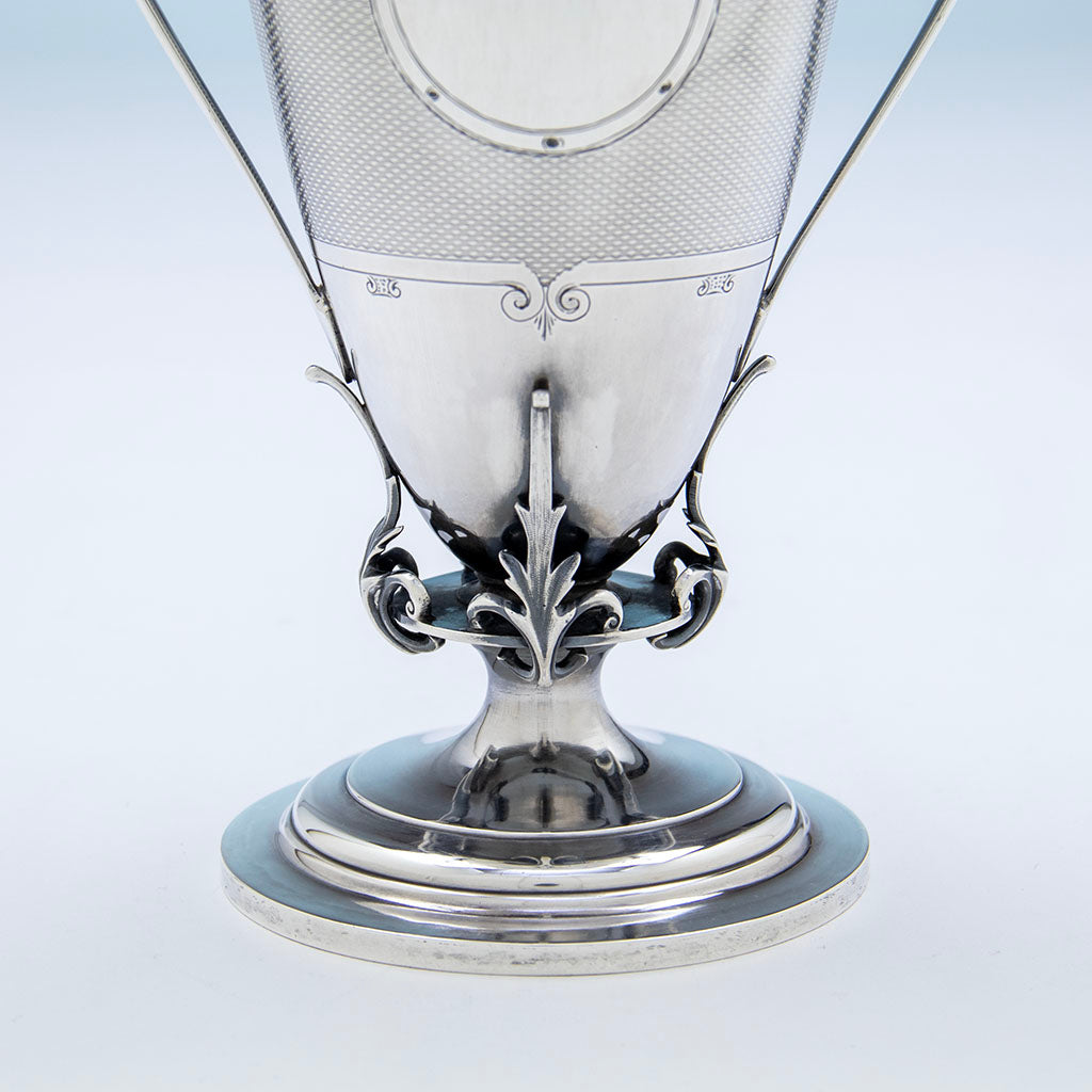 Base of Gorham Antique Coin Silver 2-handled Celery Vase, Providence, RI, c. 1867