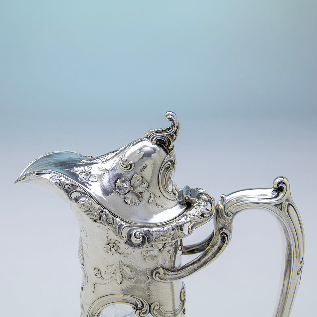Cover to Gorham Art Nouveau Sterling Silver Mounted Hoare Glass Claret Decanter, Providence, RI, 1902
