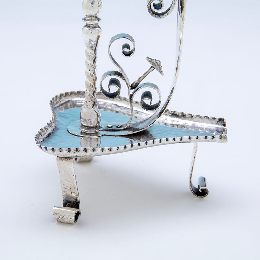 Heart platform of Dominick &amp; Haff Antique Sterling Silver Figural Candlestick, NYC, NY, 1881