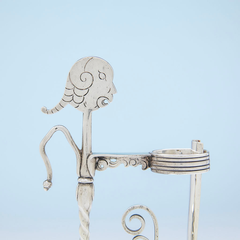 Face of Dominick &amp; Haff Antique Sterling Silver Figural Candlestick, NYC, NY, 1881