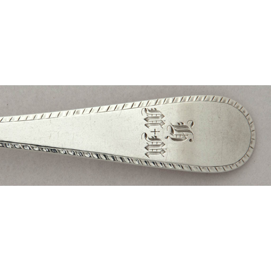 Monogram on Crosby and Foss Feather Edge Pattern Antique Sterling Silver Tablespoons, Boston, MA, c. 1870&#39;s, set of 6