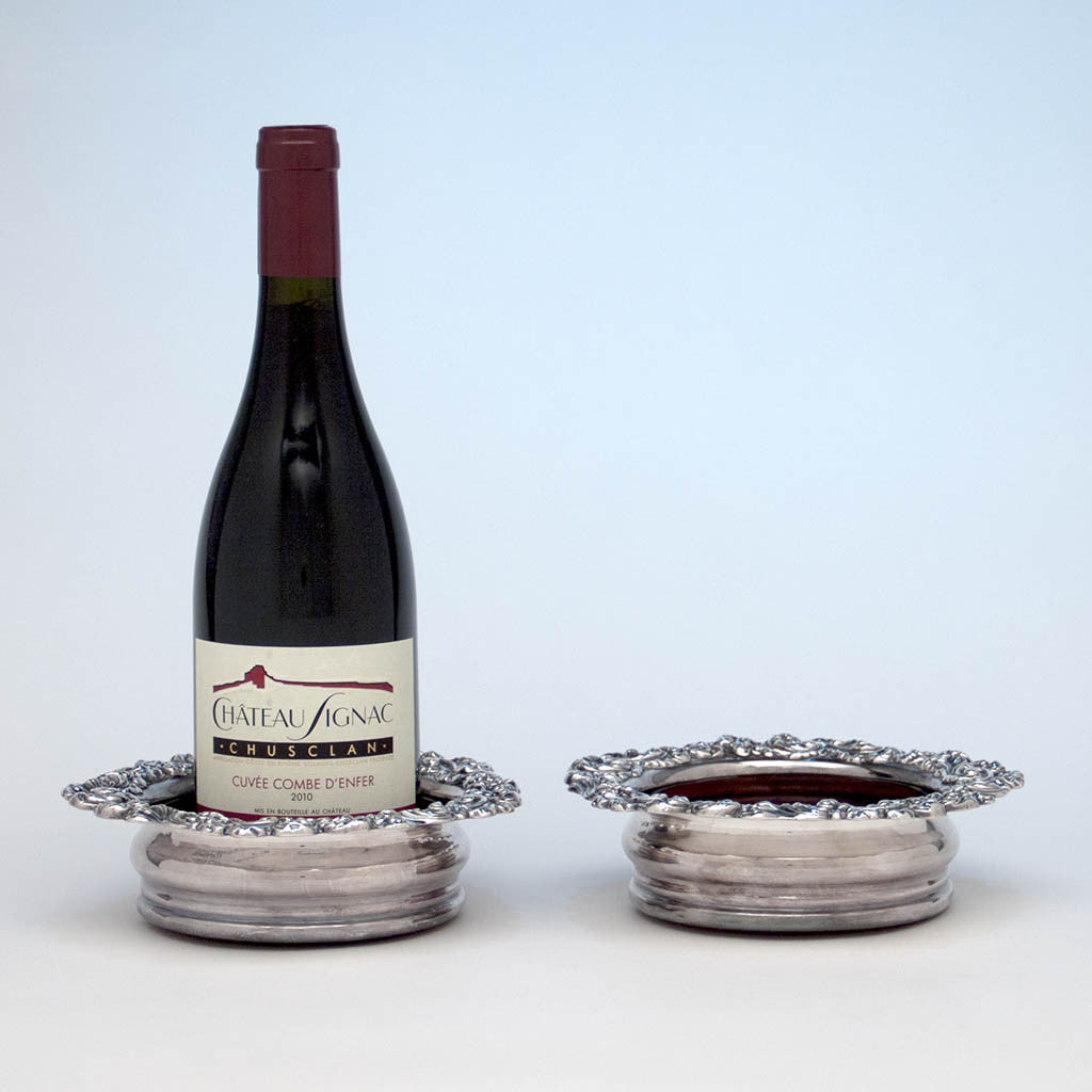 Antique Sheffield Silverplate Pair of Wine Coasters, Sheffield, c. 1820-40
