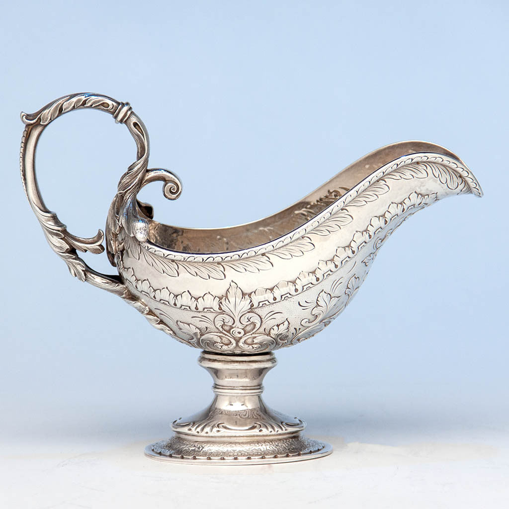 Obadiah Rich Antique Sterling Silver Sauce Boat, Boston, MA, c. 1840's