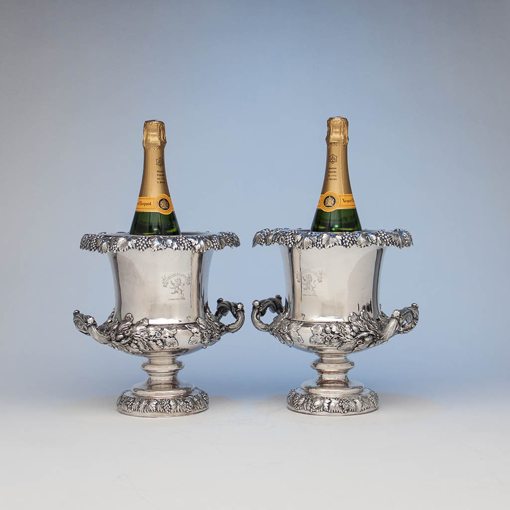 Antique Sheffield Plate Pair of Wine Coolers, England, c. 1820