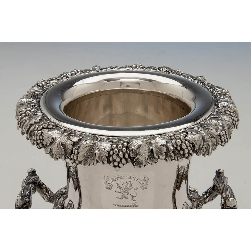 Rim of Antique Sheffield Plate Pair of Wine Coolers, England, c. 1820
