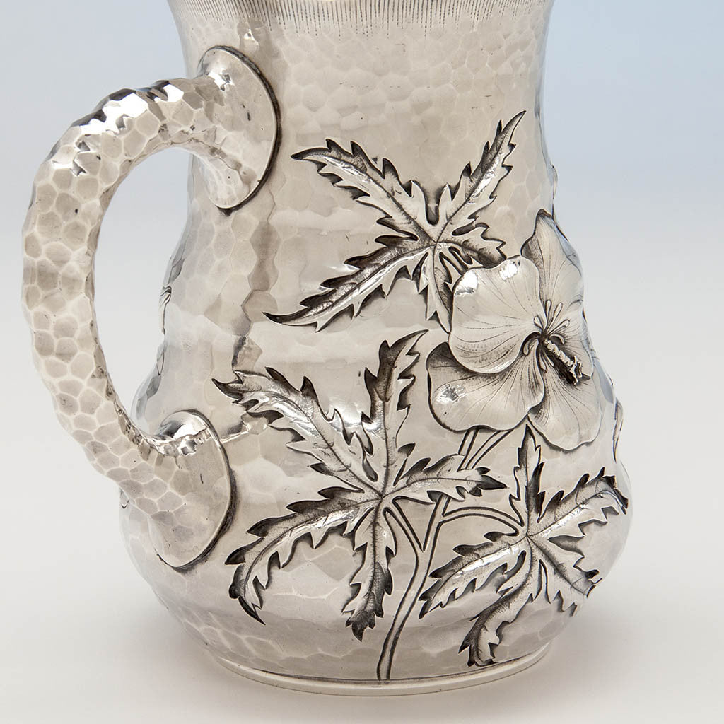 Detail of Dominick &amp; Haff Antique Sterling Silver Intaglio Chased Aesthetic Movement Water Pitcher, New York City, 1881