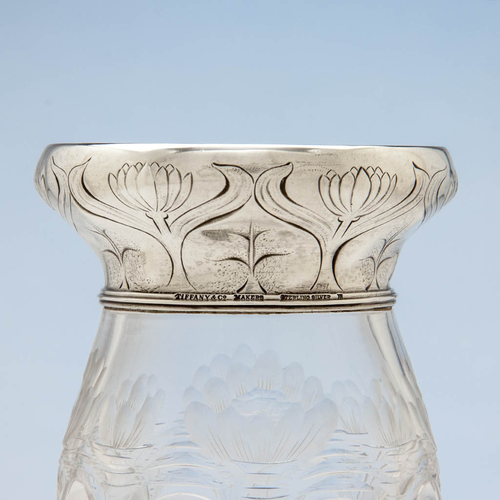 Tiffany & Co Antique Sterling Silver & Crystal Art Nouveau