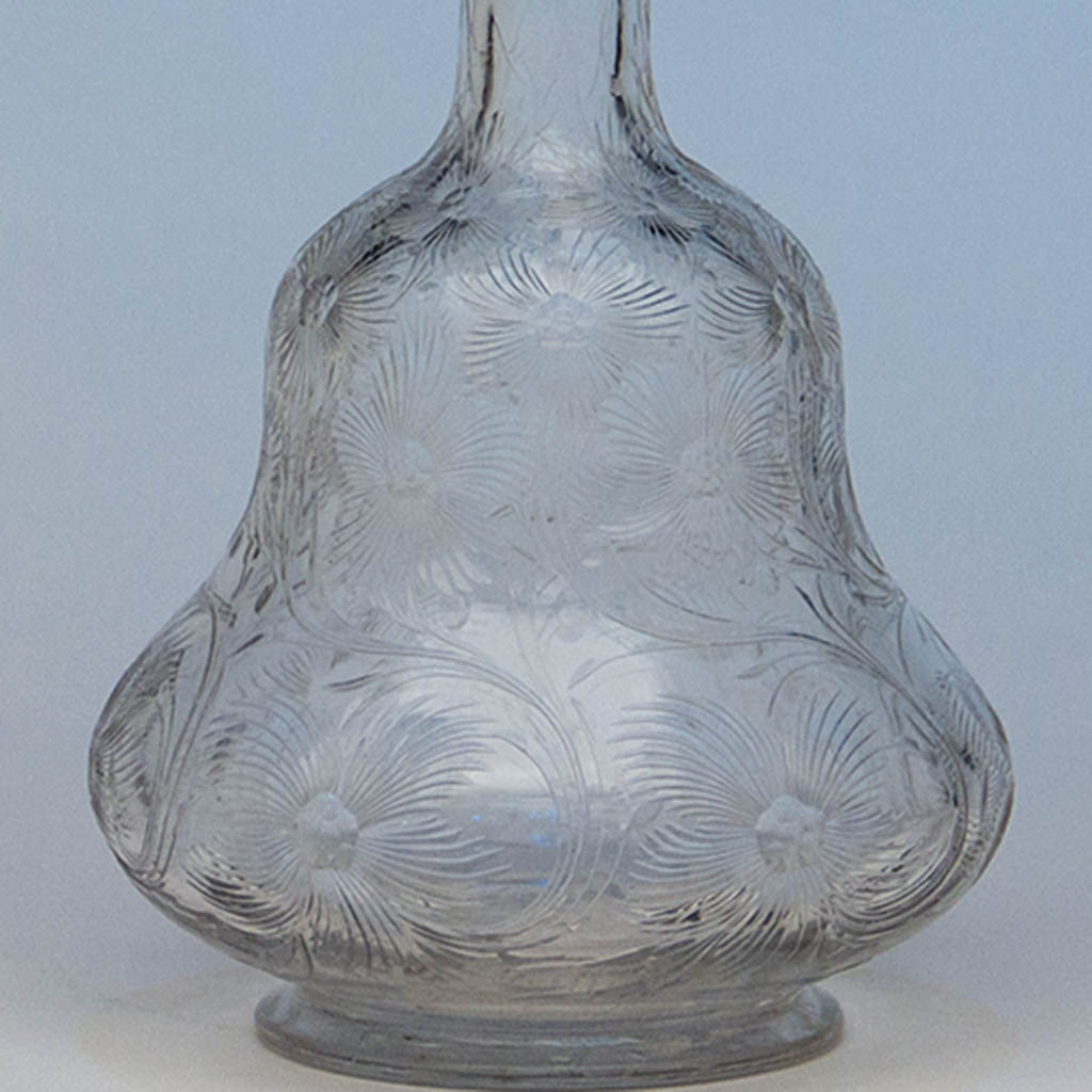 Glass detail on La Pierre Sterling and Libby (attr.) Cut Glass Claret Jug or Decanter, Newark, NJ, c. 1900