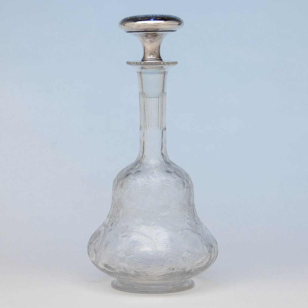 La Pierre Sterling and Libby (attr.) Cut Glass Claret Jug or Decanter, Newark, NJ, c. 1900