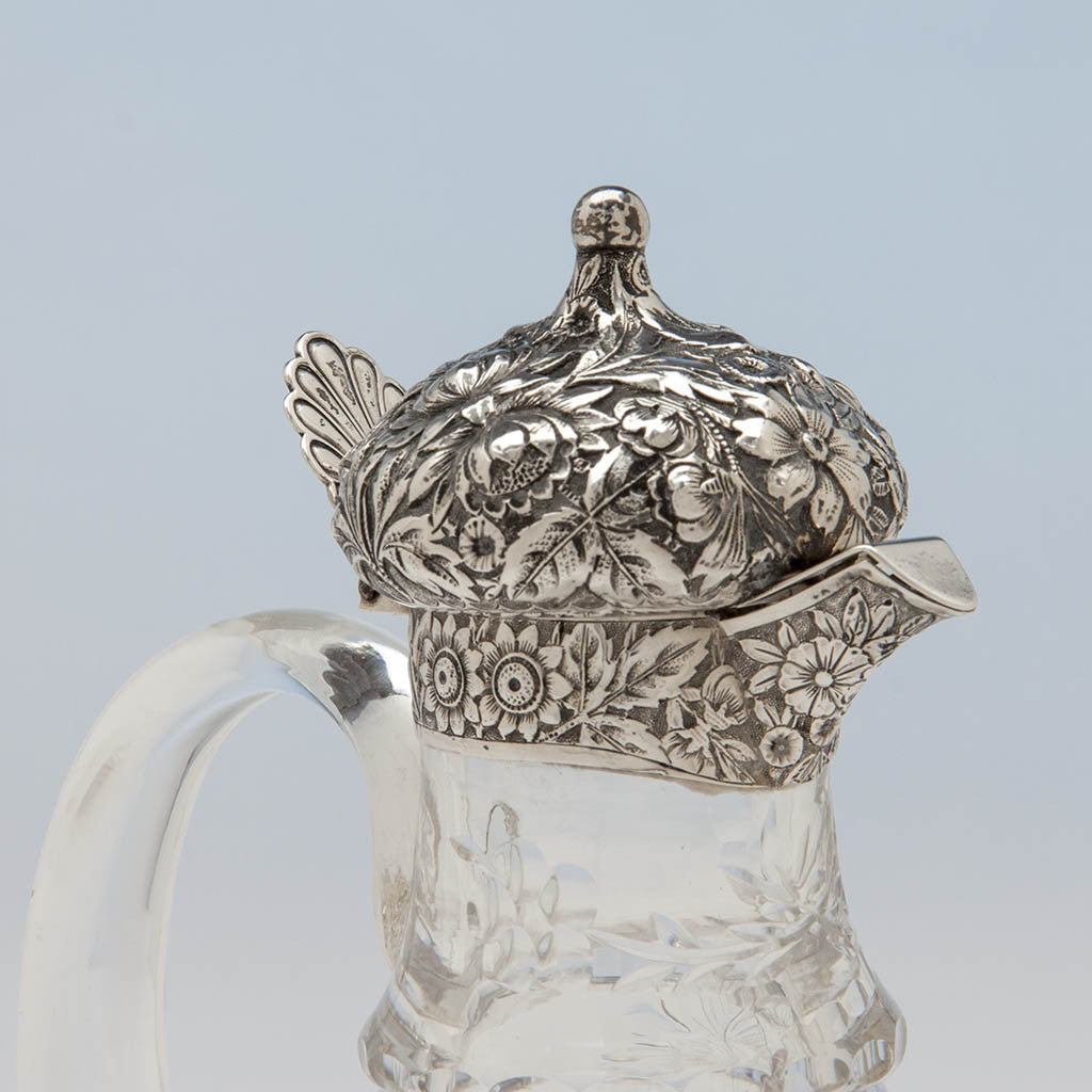 Cover to Gorham Antique Sterling Mounted Crystal Decanter or Claret Jug, Providence, RI, 1886