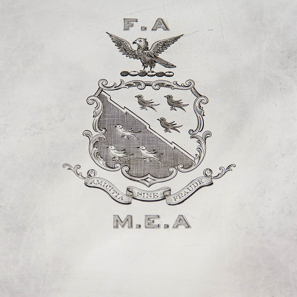 Armorial on Gorham Rare Sterling &amp; Silver Plate Massive Art Nouveau Gallery Tray, Providence, RI, 1915