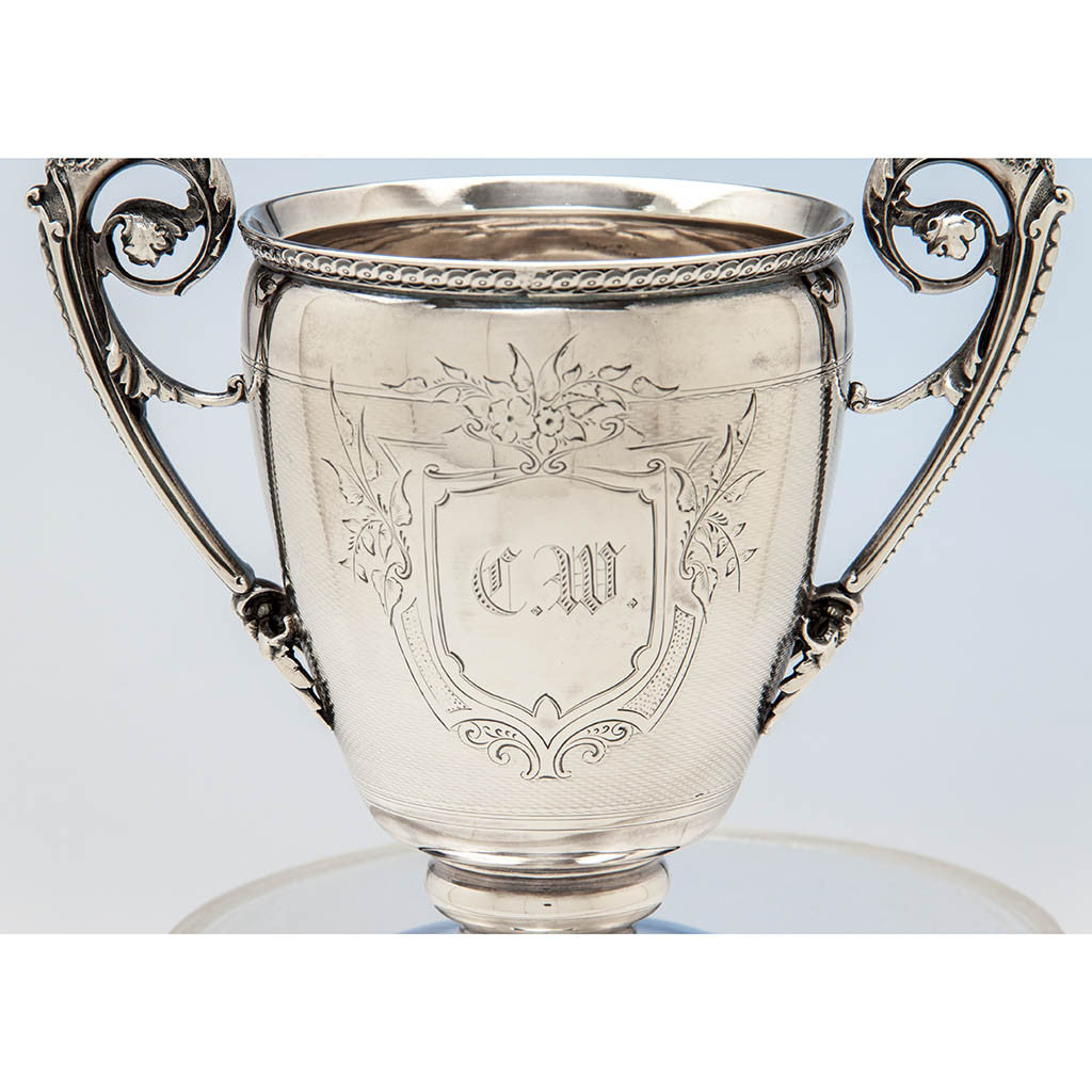 Monogram on Gorham Antique Coin Silver Celery Vase, Providence, RI, c. 1860