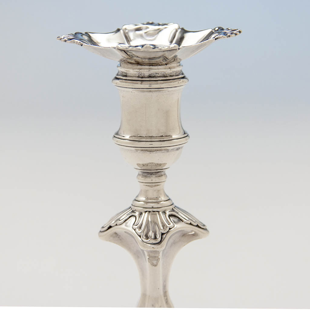 Socle to Simon Jouet Pair of George II Antique Sterling Silver Candlesticks, London, 1748/49