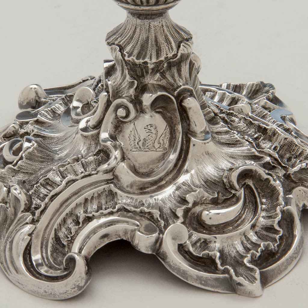 Base to Benjamin Smith, III English Antique Sterling Silver Candlesticks, London, 1838/39 - set of 4