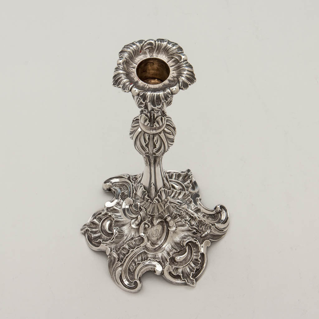 Top view of Benjamin Smith, III English Antique Sterling Silver Candlesticks, London, 1838/39 - set of 4