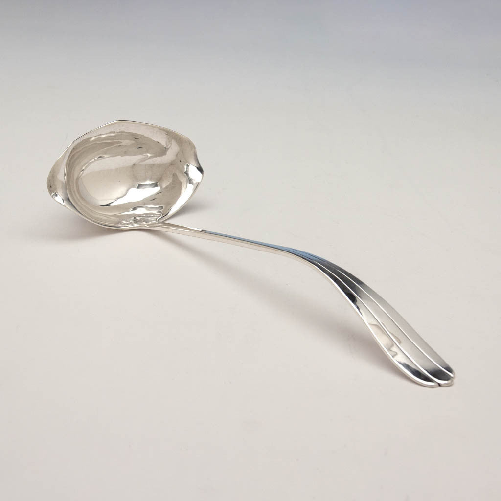 George Blanchard Arts &amp; Crafts Sterling Silver 'Lotus' Pattern Punch Ladle, Gardiner, MA, 1909-1923