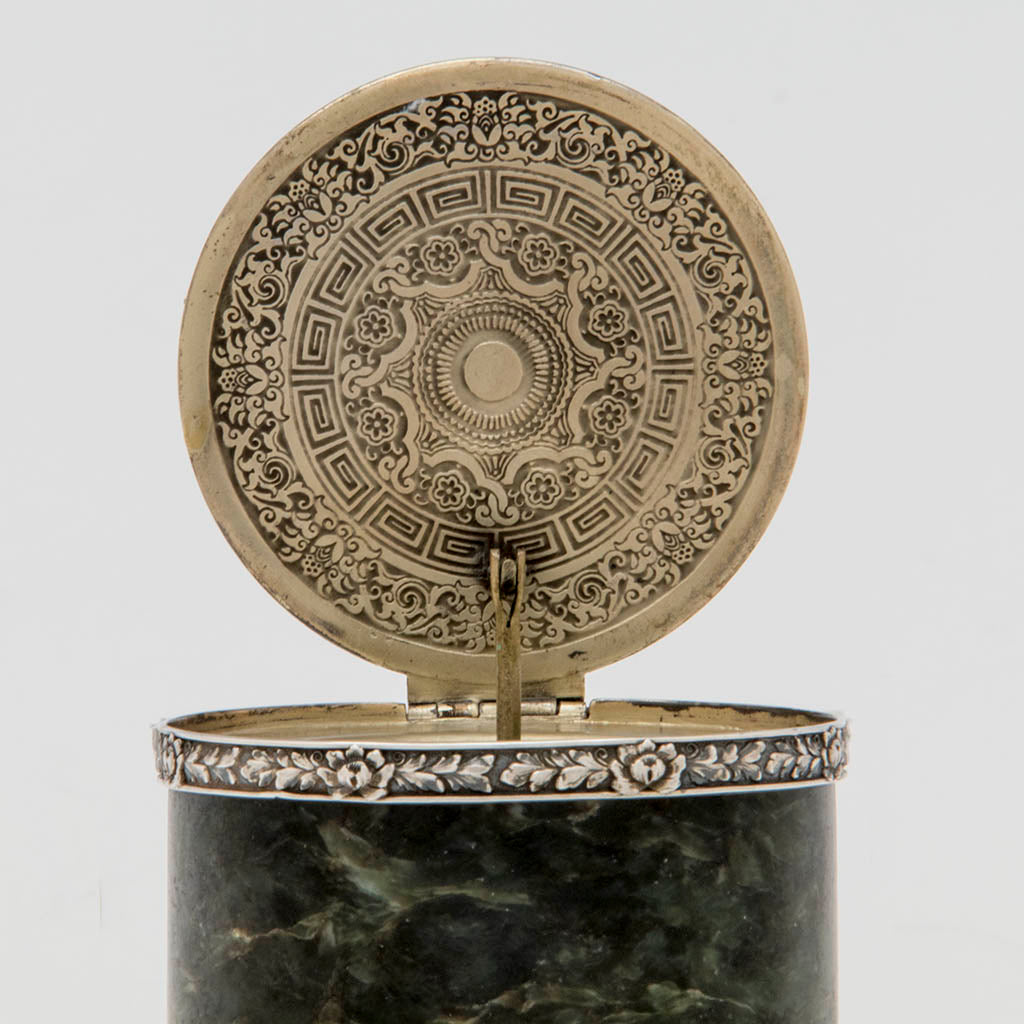 Inside cover to Eleder-Hickok Co Sterling Mounted Japanese Container, Newark, NJ, c. 1920&#39;s