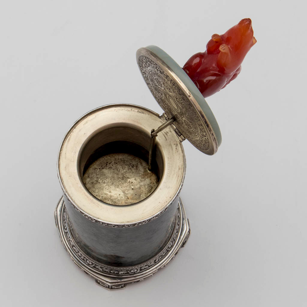 Interior to Eleder-Hickok Co Sterling Mounted Japanese Container, Newark, NJ, c. 1920&#39;s