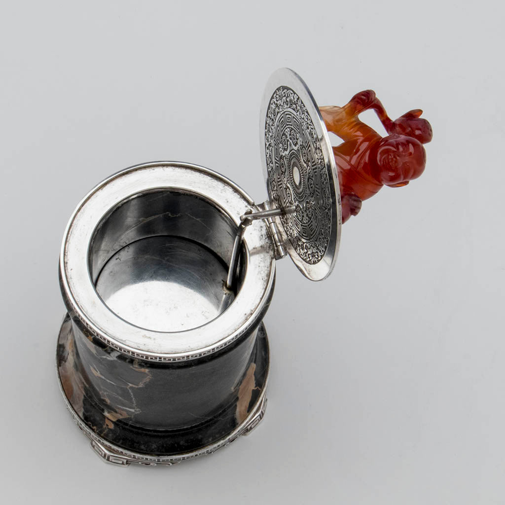 Inrerior of Eleder-Hickok Co Sterling Mounted Japanese Container, Newark, NJ, c. 1920&#39;s