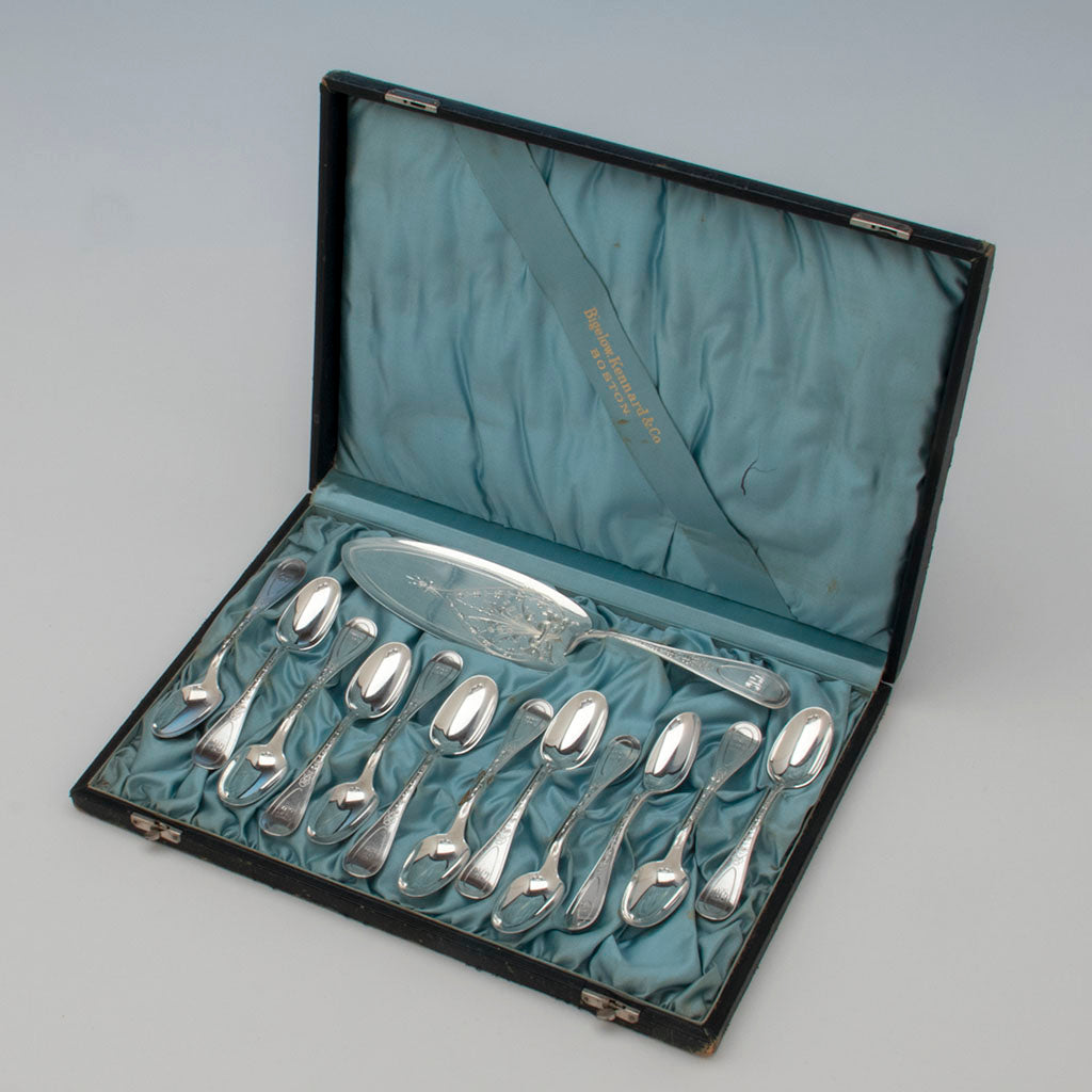 Bigelow, Kennard and Co Antique Sterling Silver Ice Cream Set, Boston, MA, c. 1870