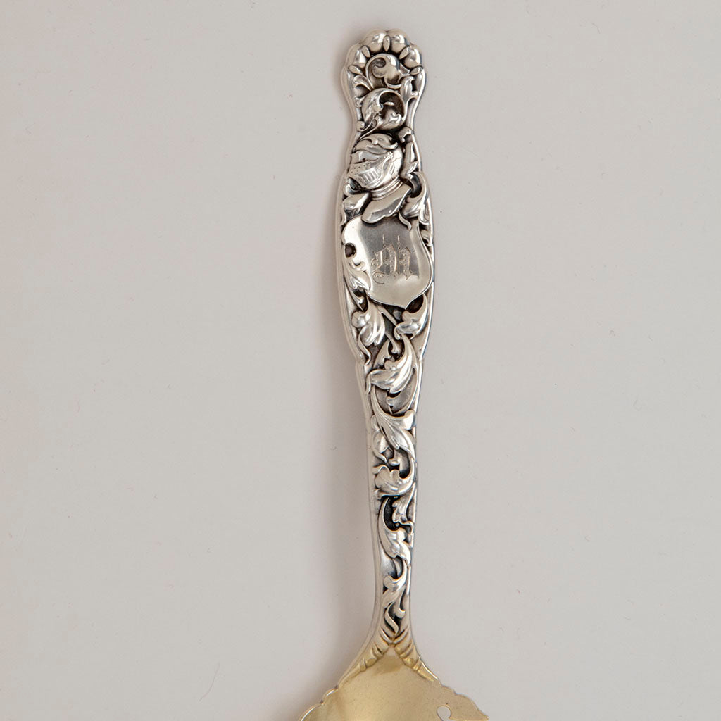Handle to Whiting Heraldic Pattern Sterling Macaroni Server, NYC, c. 1890s