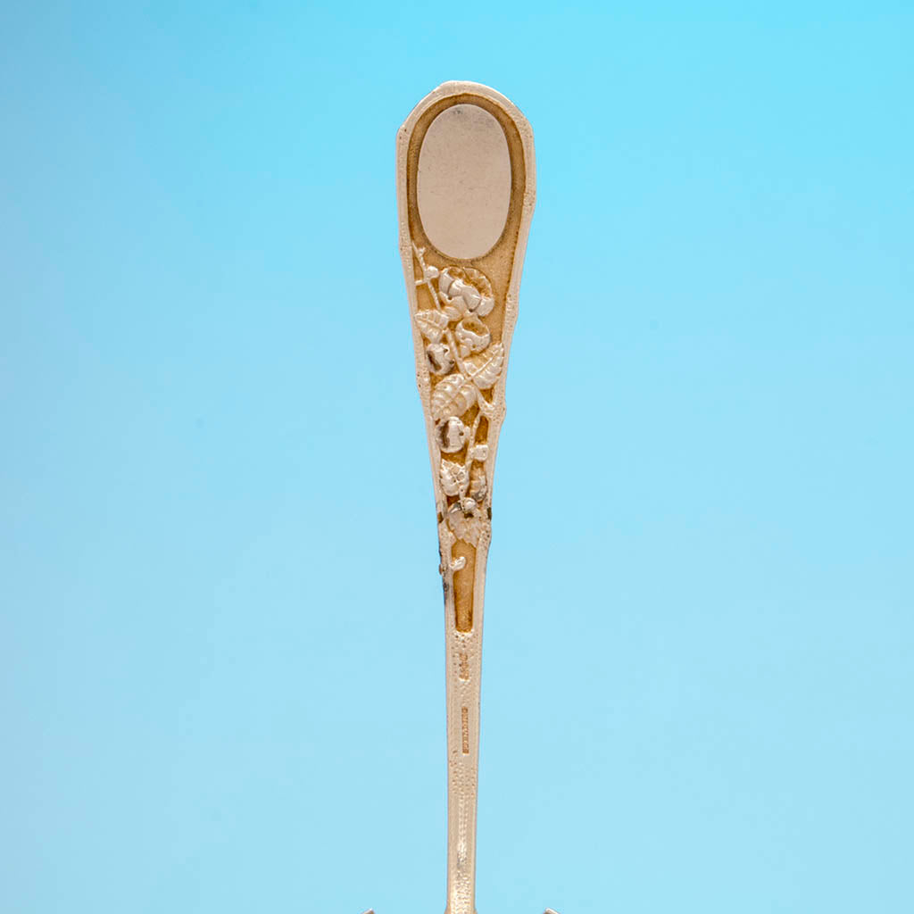 Back of Gorham &#39;Eglantine&#39; Pattern Antique Sterling Silver Serving Fork, Providence, RI, 1880