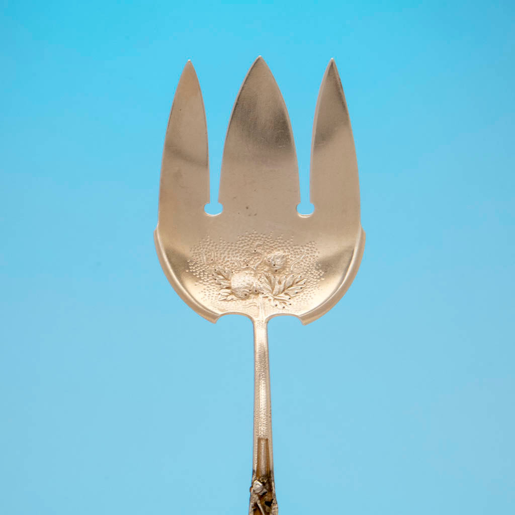Tines to Gorham &#39;Eglantine&#39; Pattern Antique Sterling Silver Serving Fork, Providence, RI, 1880