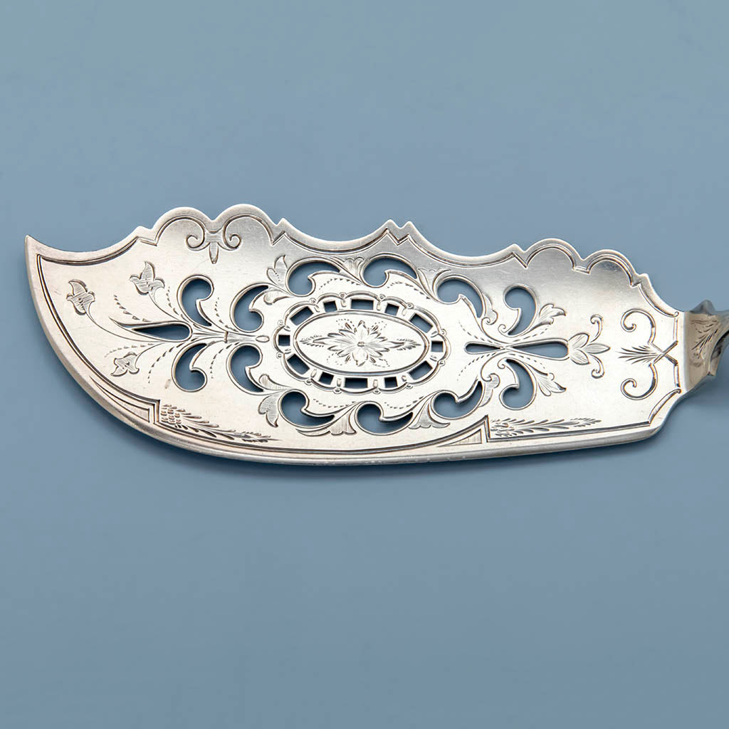 Blade on the George Sharp Antique Sterling Silver Fish Servers, Philadelphia, PA, 1866-73