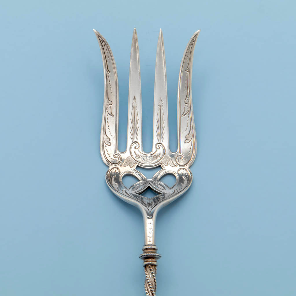 Tines on the George Sharp Antique Sterling Silver Fish Servers, Philadelphia, PA, 1866-73