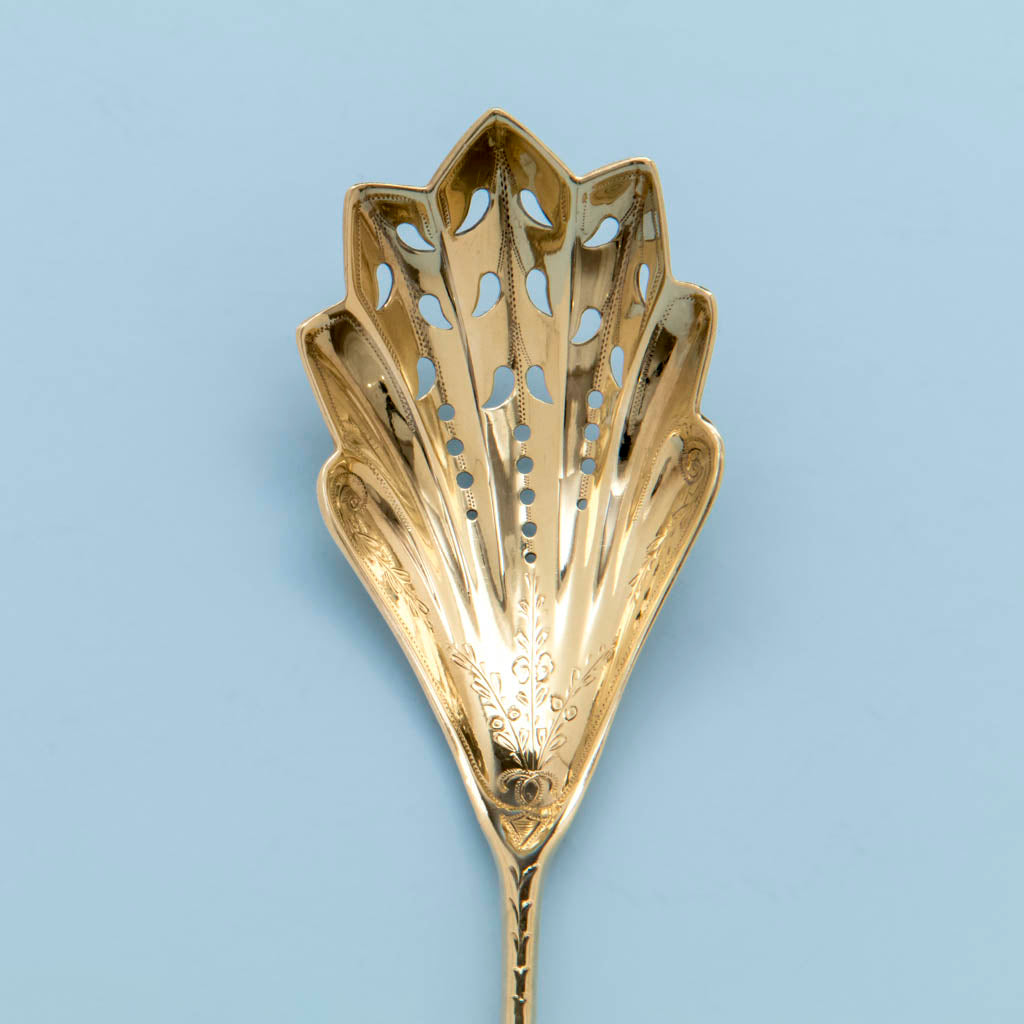 Bowl of the George Sharp Ball Pattern Antique Sterling Silver Ice Spoon, Philadelphia, PA 1866-73