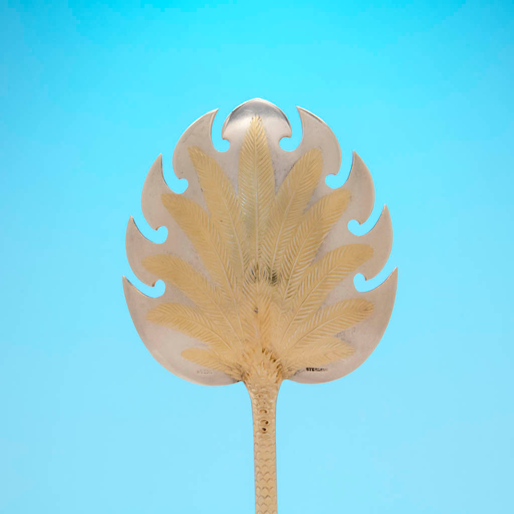 Blade to back of Gorham Antique Sterling Silver Palm Beach Serving Fork, Providence, RI, c. 1900