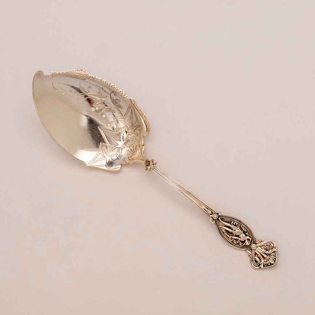 John Wendt 'Apollo' Pattern Antique Sterling Silver Ice Cream Server, NYC, c. late 1860s