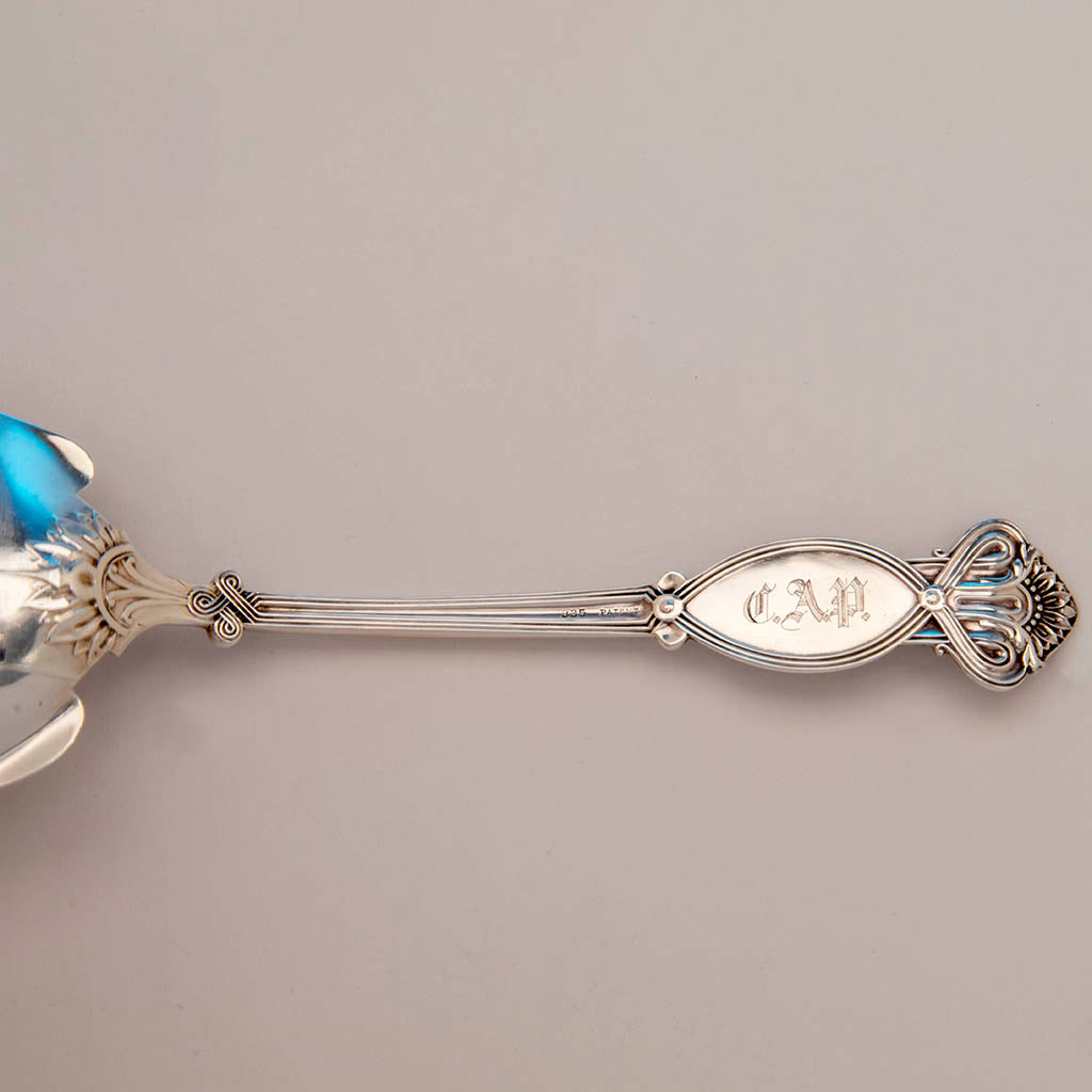 Monogram on John Wendt &#39;Apollo&#39; Pattern Antique Sterling Silver Ice Cream Server, NYC, c. late 1860s