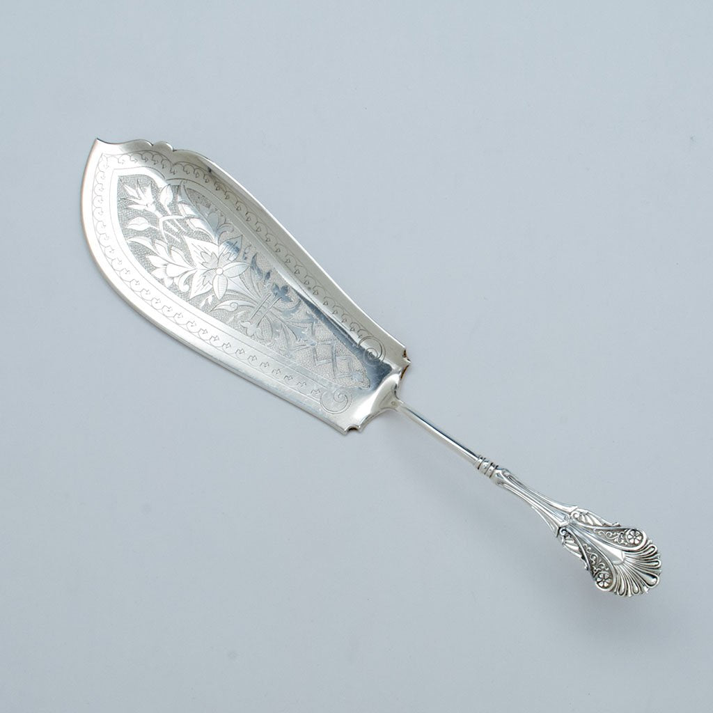 John Polhamus 'Corinthian' Pattern Antique Sterling Silver Fish Server, NYC, NY, c. 1868