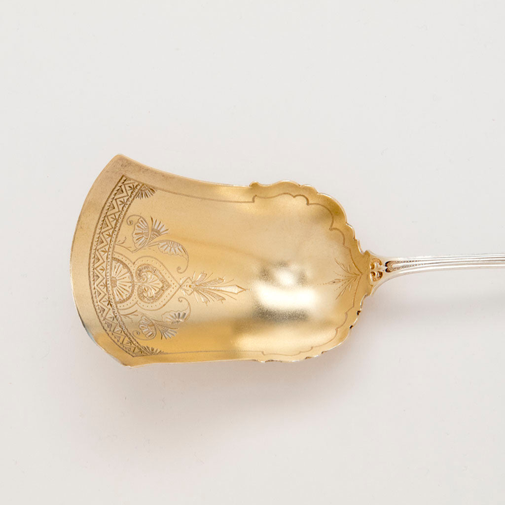 Bowl to John Wendt &#39;Ribbon&#39; Pattern Antique Sterling Silver Berry Scoop, NYC, c. 1875