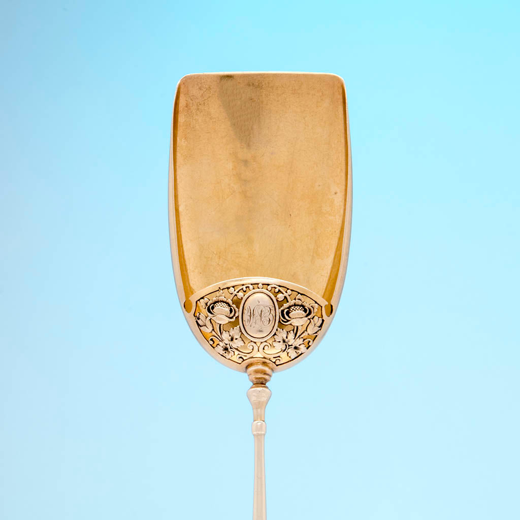 Detail of John Wendt Antique Sterling Silver Hooded Nut Scoop, New York City, c. 1870