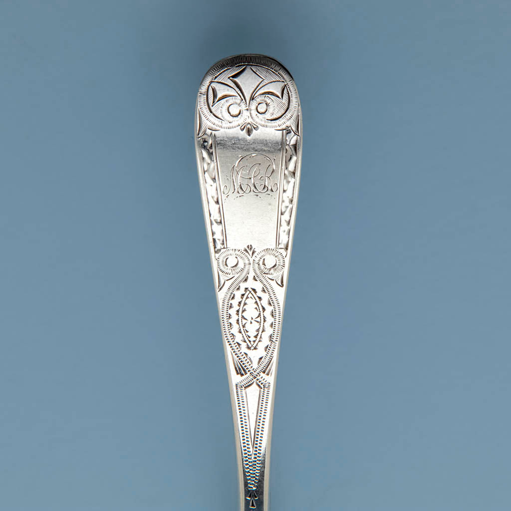 Detail of S. Kirk &amp; Son Antique Coin Silver &quot;Mayflower&quot; Ice Cream or Fish Server, Baltimore, MD, 1846-61