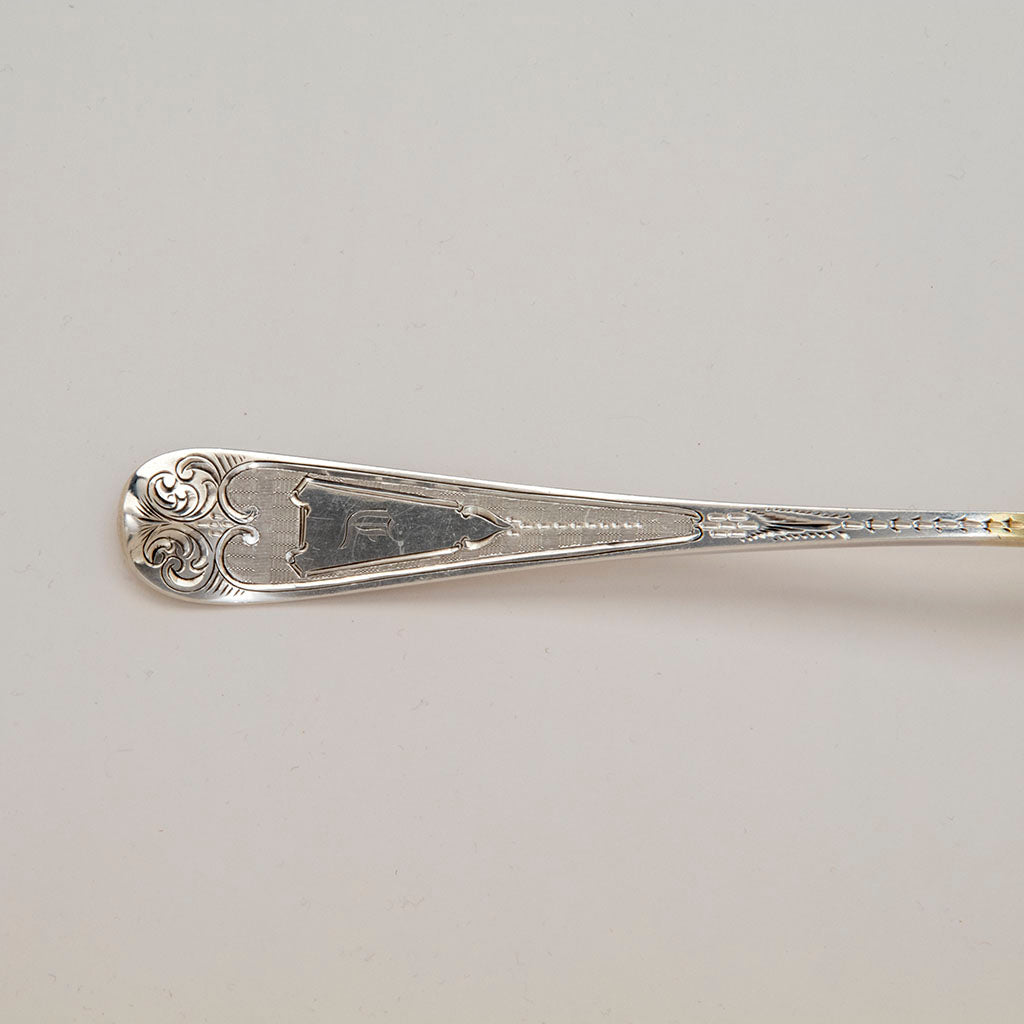 Handle to Farr and Bro. Antique Coin SIlver Macaroni Server, Philadelphia, PA, c. 1860