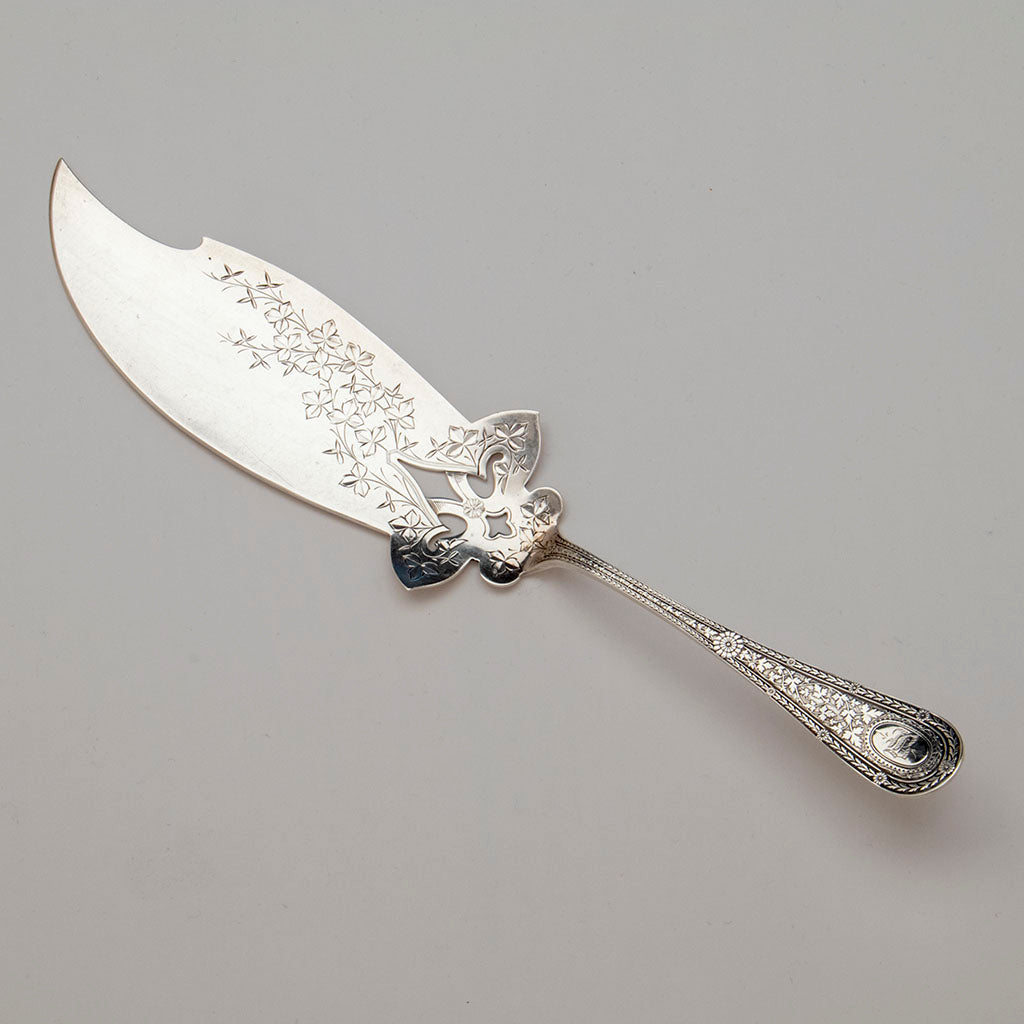 Whiting Laureate Pattern Antique Sterling Silver Fish Server, NYC, c. 1880