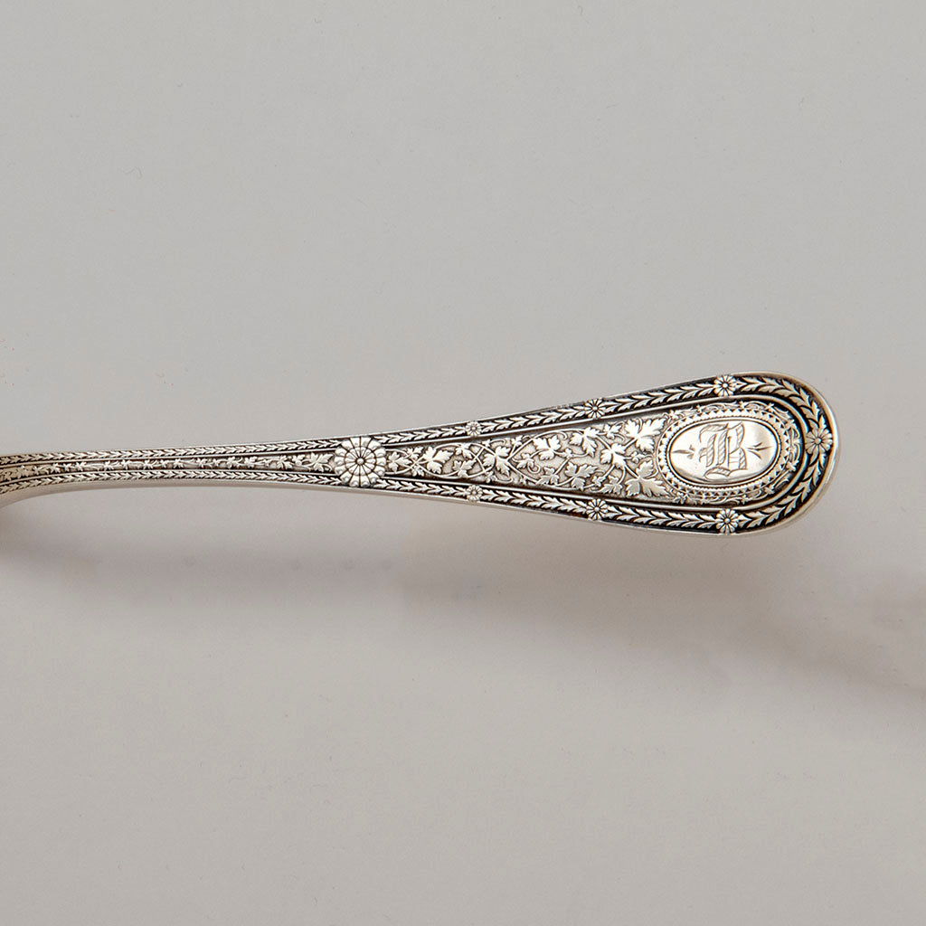 Handle to Whiting Laureate Pattern Antique Sterling Silver Fish Server, NYC, c. 1880